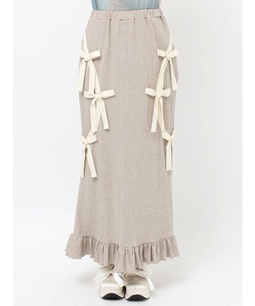 merry jenny（メリージェニー）の「ribbon ribbonリブロングスカート（スカート・レディース・アイボリー/モカ/ブラック・FREE）」の16枚目の写真