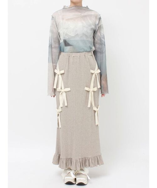 merry jenny（メリージェニー）の「ribbon ribbonリブロングスカート（スカート・レディース・アイボリー/モカ/ブラック・FREE）」の15枚目の写真