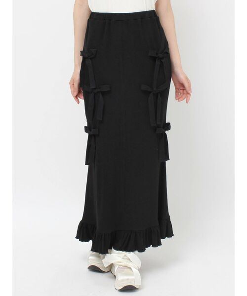 merry jenny（メリージェニー）の「ribbon ribbonリブロングスカート（スカート・レディース・アイボリー/モカ/ブラック・FREE）」の20枚目の写真