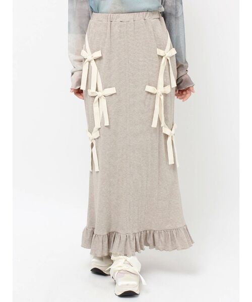 merry jenny（メリージェニー）の「ribbon ribbonリブロングスカート（スカート・レディース・アイボリー/モカ/ブラック・FREE）」の21枚目の写真