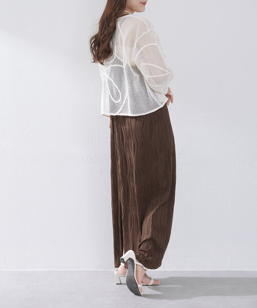 Remind me and forever（リマインドミーアンドフォーエバー）の「メッシュコード刺繍プルオーバー（Tシャツ/カットソー・レディース・ベージュ/アイボリー/ブラック・FREE）」の10枚目の写真