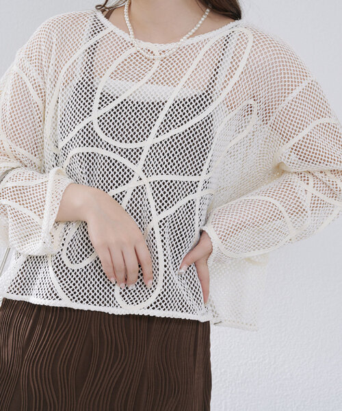 Remind me and forever（リマインドミーアンドフォーエバー）の「メッシュコード刺繍プルオーバー（Tシャツ/カットソー・レディース・ベージュ/アイボリー/ブラック・FREE）」の11枚目の写真