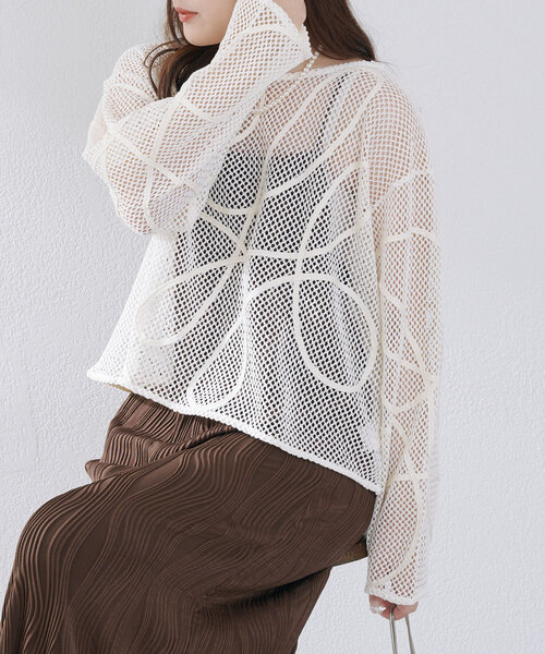 Remind me and forever（リマインドミーアンドフォーエバー）の「メッシュコード刺繍プルオーバー（Tシャツ/カットソー・レディース・ベージュ/アイボリー/ブラック・FREE）」の12枚目の写真