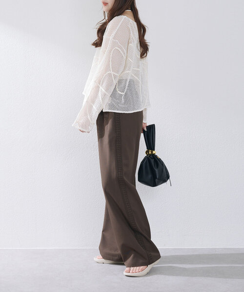 Remind me and forever（リマインドミーアンドフォーエバー）の「メッシュコード刺繍プルオーバー（Tシャツ/カットソー・レディース・ベージュ/アイボリー/ブラック・FREE）」の14枚目の写真