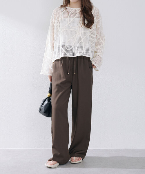 Remind me and forever（リマインドミーアンドフォーエバー）の「メッシュコード刺繍プルオーバー（Tシャツ/カットソー・レディース・ベージュ/アイボリー/ブラック・FREE）」の15枚目の写真