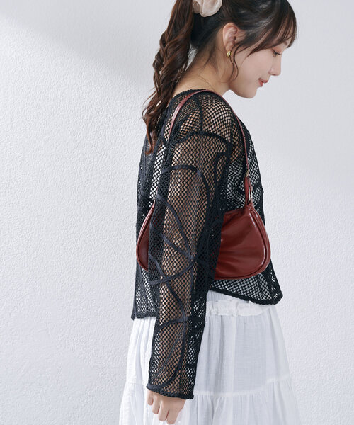 Remind me and forever（リマインドミーアンドフォーエバー）の「メッシュコード刺繍プルオーバー（Tシャツ/カットソー・レディース・ベージュ/アイボリー/ブラック・FREE）」の17枚目の写真