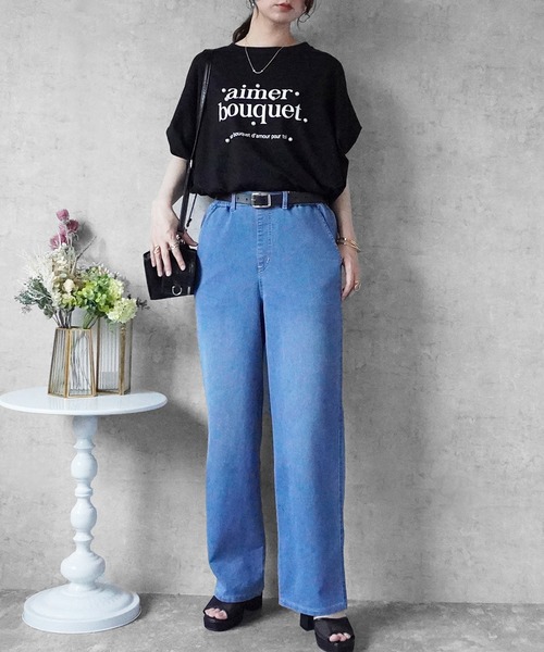 SELECT LEVERY(セレクトリベリー)の「接触冷感 吸水速乾 アイスメッシュイージーストレートパンツ(デニムパンツ・レディース・ネイビー/ライトブルー/ブルー/ワンウォッシュ・SMALL/MEDIUM/LARGE/X-LARGE)」の11枚目の写真