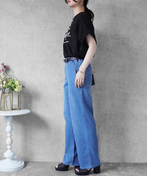 SELECT LEVERY(セレクトリベリー)の「接触冷感 吸水速乾 アイスメッシュイージーストレートパンツ(デニムパンツ・レディース・ネイビー/ライトブルー/ブルー/ワンウォッシュ・SMALL/MEDIUM/LARGE/X-LARGE)」の12枚目の写真