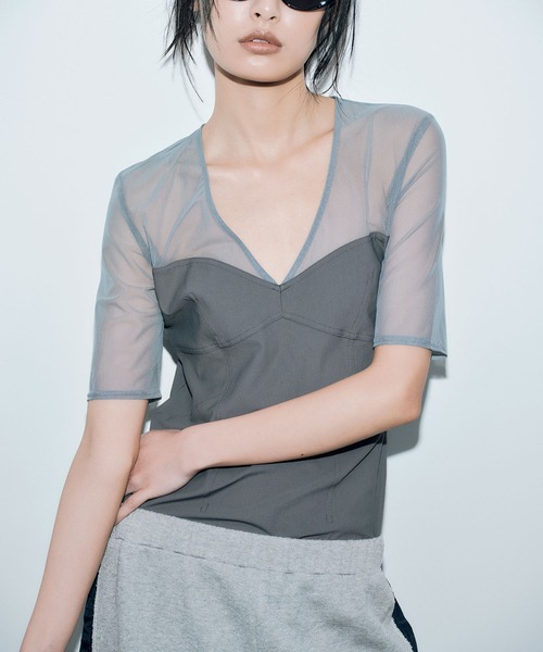ロージーモンスター ストライプドッキング スウェットトップス SWEAT BUSTIER(36 WHITE): TOPSjosemoon