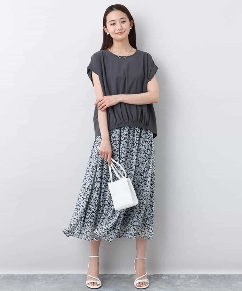 MK MICHEL  / エムケーミッシェルクラン フレンチスリーブジャージーカットソー/接触冷感/速乾/洗える フレンチスリーブジャージーカットソー/接触冷感/速乾/洗える（T