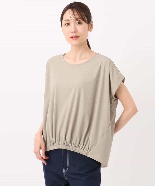 フレンチスリーブジャージーカットソー/接触冷感/速乾/洗える（T