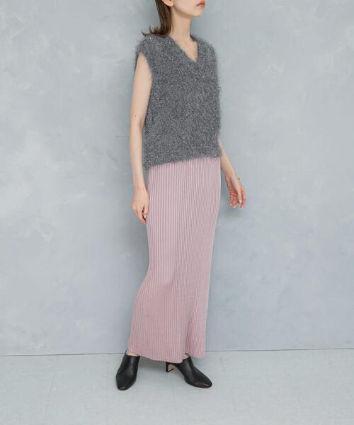 URBAN RESEARCH ROSSO WOMEN(アーバンリサーチ ロッソ)の「2WAYスリットリブニットタイトスカート(スカート・レディース・ピンク/ブラック・FREE)」の1枚目の写真