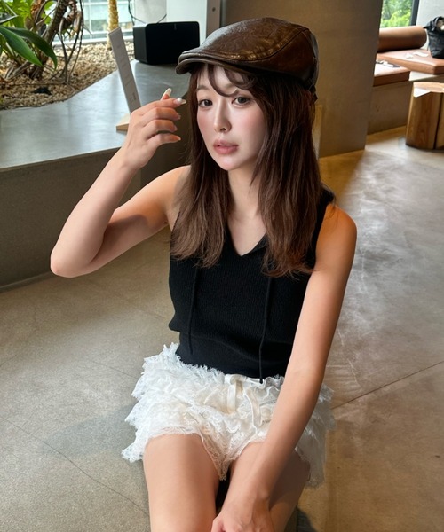 RAY CASSIN(レイカズン)の「レザーハンチング(ハンチング/ベレー帽・レディース・ブラウン/ブラック・FREE)」の12枚目の写真