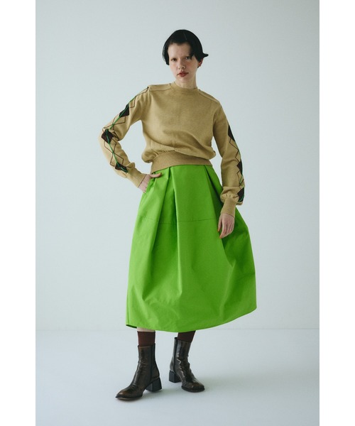 HeRIN.CYE（ヘリンドットサイ）の「Switching cocoon skirt　　スイッチングコクーンスカート（スカート・レディース・ブラック/ブラウン/ライム・FREE）」の3枚目の写真