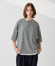 HENLEY NECK MULTI BORDER TEE / ヘンリーネックマルチボーダーT