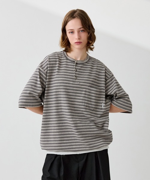 テンダーロイン　ボーダーヘンリーネック 2枚セット 6035fe688ef081a3a526e76dce21a5