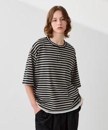 WETTEMPT | HENLEY NECK MULTI BORDER TEE / ヘンリーネックマルチボーダーT(Tシャツ/カットソー)