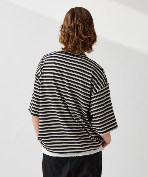 HENLEY NECK MULTI BORDER TEE / ヘンリーネックマルチボーダーT（T