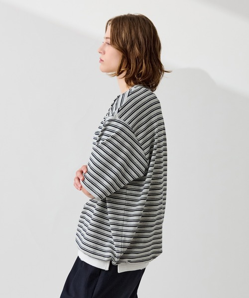 HENLEY NECK MULTI BORDER TEE / ヘンリーネックマルチボーダーT（T
