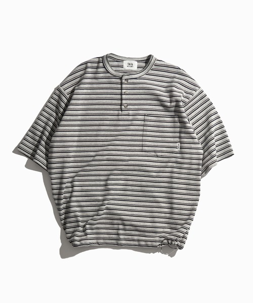 HENLEY NECK MULTI BORDER TEE / ヘンリーネックマルチボーダーT（T
