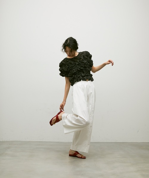 Lutim by u（ルチバイユー）の「Basic barrel pants / ベーシックバレルパンツ（その他パンツ・レディース・ホワイト/ブラック・MEDIUM/LARGE/SMALL）」の4枚目の写真