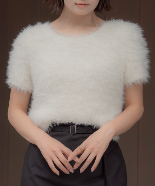 feather tulle knit T-shirt（フェザーチュールニットTシャツ