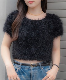 SENEE(Zj[)feather tulle knit T-shirtitFU[`[jbgTVcj(jbg/Z[^[)