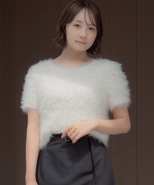 feather tulle knit T-shirt（フェザーチュールニットTシャツ