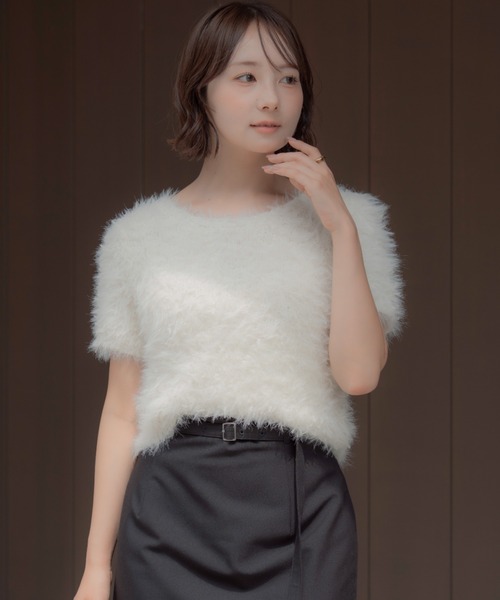 feather tulle knit T-shirt（フェザーチュールニットTシャツ
