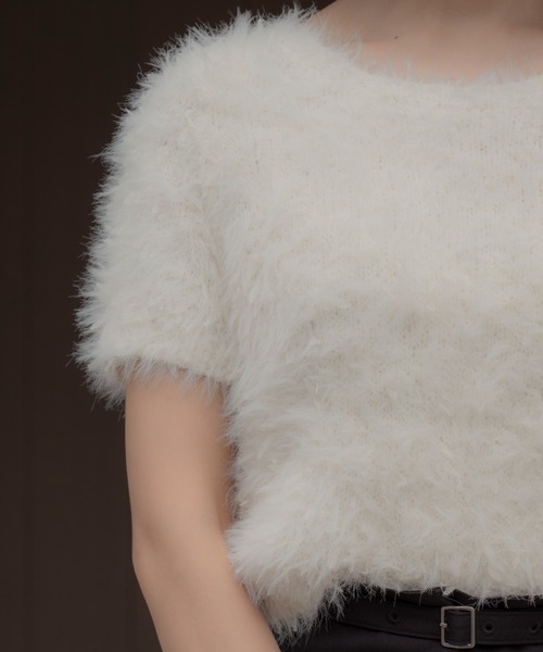 feather tulle knit T-shirt（フェザーチュールニットTシャツ