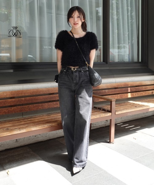 トップス feather tulle knit T-shirt senee feather tulle knit T-shirt（フェザーチュールニットTシャツ