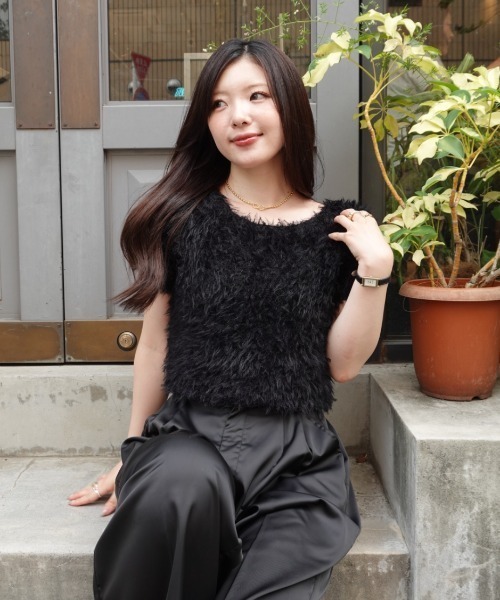 feather tulle knit T-shirt（フェザーチュールニットTシャツ