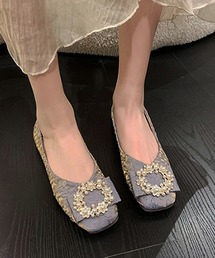 アッパービジューデザインフラットパンプス