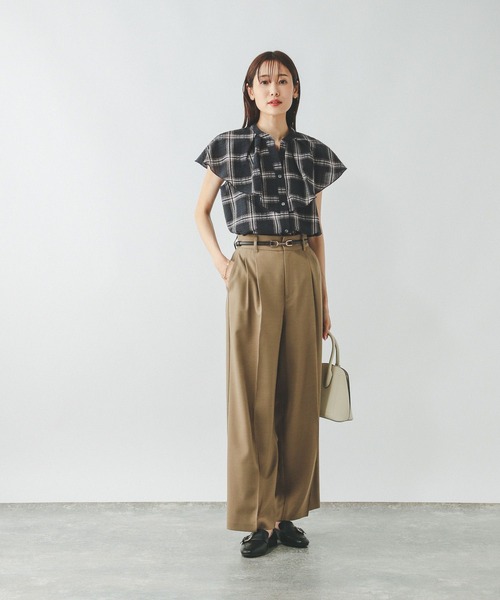 GLOBAL WORK（グローバルワーク）の「チェックフリルブラウスノースリーブ/498365（シャツ/ブラウス・レディース・ブラック/ブラウン/ブルー系その他7・LARGE/MEDIUM）」の6枚目の写真