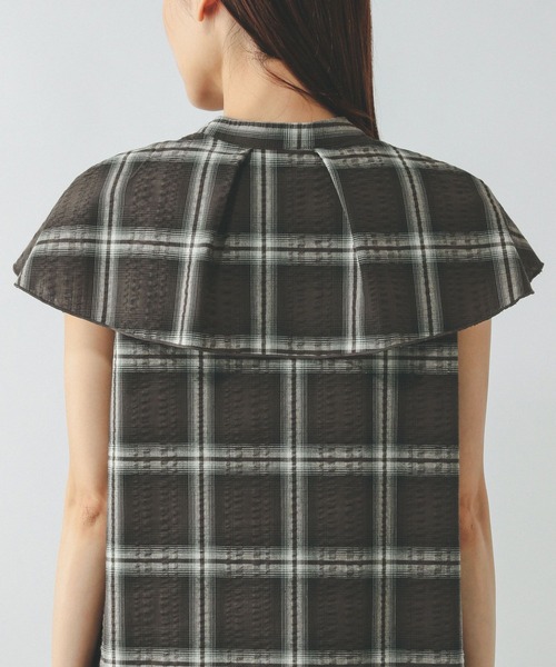 GLOBAL WORK（グローバルワーク）の「チェックフリルブラウスノースリーブ/498365（シャツ/ブラウス・レディース・ブラック/ブラウン/ブルー系その他7・LARGE/MEDIUM）」の21枚目の写真