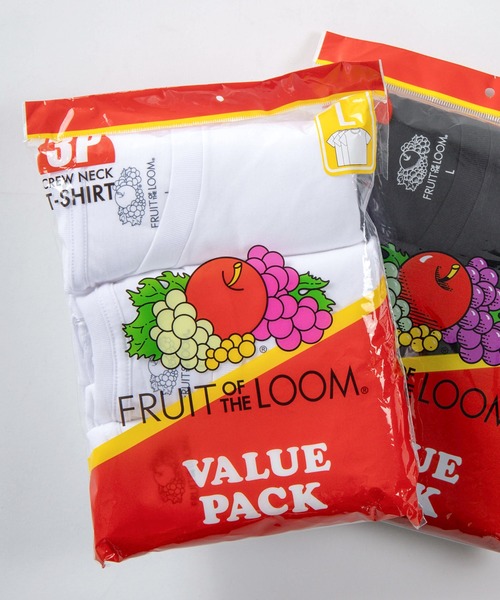 FRUIT OF THE LOOM(フルーツオブザルーム)の「【73】【Fruit of the Loom/フルーツオブザルーム】無地 クルーネック 半袖Tシャツ 3枚セット(Tシャツ/カットソー・メンズ・ホワイト/ブラック・XL/L/M)」の2枚目の写真