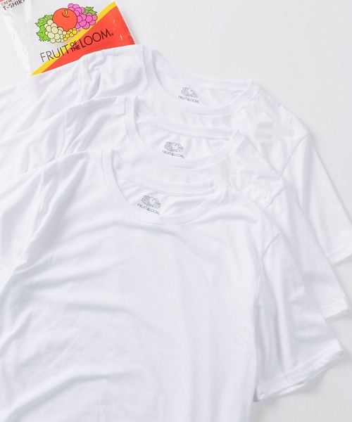 FRUIT OF THE LOOM(フルーツオブザルーム)の「【73】【Fruit of the Loom/フルーツオブザルーム】無地 クルーネック 半袖Tシャツ 3枚セット(Tシャツ/カットソー・メンズ・ホワイト/ブラック・XL/L/M)」の3枚目の写真