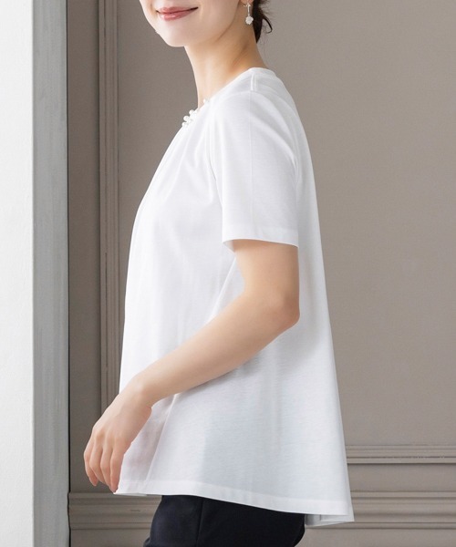 Sono（ソーノ）の「【SONO/ソーノ】ｴｯｾﾝｼｬﾙｺｯﾄﾝTee（Tシャツ/カットソー・レディース・ホワイト/ホワイト×ブラック/ブラック・F）」の5枚目の写真