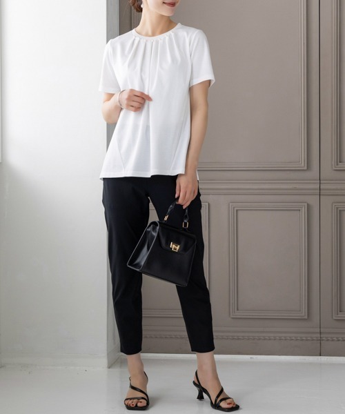 Sono（ソーノ）の「【SONO/ソーノ】ｴｯｾﾝｼｬﾙｺｯﾄﾝTee（Tシャツ/カットソー・レディース・ホワイト/ホワイト×ブラック/ブラック・F）」の8枚目の写真