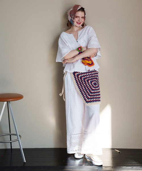 チャイハネ(チャイハネ)の「【チャイハネ】サーランシフリー刺繍ストレートパンツ(その他パンツ・レディース・グリーン/ホワイト/ブラック・FREE)」の15枚目の写真