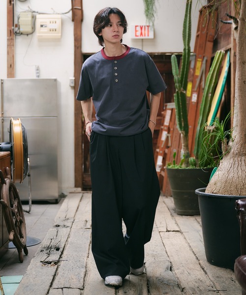 Adoon plain(アドーンプレーン)の「ASSORTED HENRY NECK DRAWCORD T-SHIRT / アソートヘンリーネックドローコードT (無地・ボーダー)(Tシャツ/カットソー・メンズ・チャコールグレー/ネイビー/ブラック/その他・MEDIUM/LARGE)」の21枚目の写真