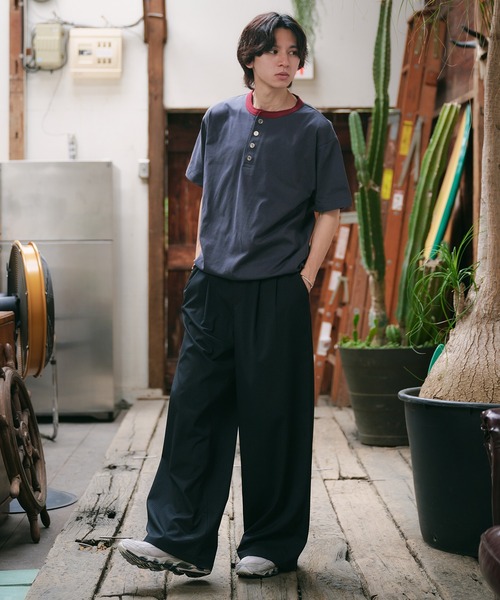 Adoon plain(アドーンプレーン)の「ASSORTED HENRY NECK DRAWCORD T-SHIRT / アソートヘンリーネックドローコードT (無地・ボーダー)(Tシャツ/カットソー・メンズ・チャコールグレー/ネイビー/ブラック/その他・MEDIUM/LARGE)」の19枚目の写真