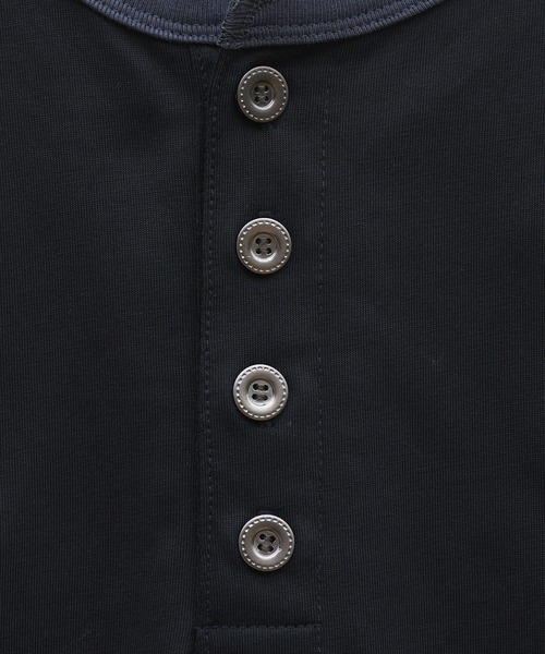 Adoon plain（アドーンプレーン）の「ASSORTED HENRY NECK DRAWCORD T-SHIRT / アソートヘンリーネックドローコードT (無地・ボーダー)（Tシャツ/カットソー・メンズ・チャコールグレー/ネイビー/ブラック/その他・MEDIUM/LARGE）」の14枚目の写真