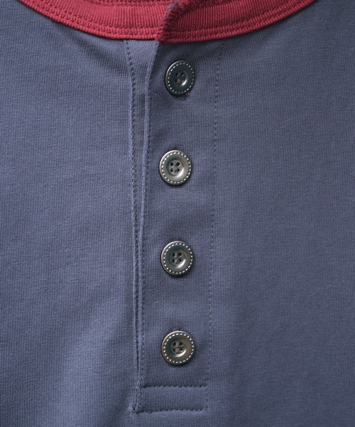 Adoon plain（アドーンプレーン）の「ASSORTED HENRY NECK DRAWCORD T-SHIRT / アソートヘンリーネックドローコードT (無地・ボーダー)（Tシャツ/カットソー・メンズ・チャコールグレー/ネイビー/ブラック/その他・MEDIUM/LARGE）」の9枚目の写真