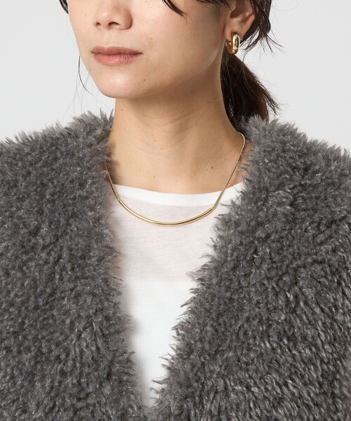 green label relaxing（グリーンレーベルリラクシング）の「ボア ベスト（ベスト・レディース・モカ/ダークグレー/オフホワイト・FREE）」の7枚目の写真