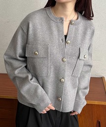 ロングシーズン使える!金ボタン長袖ニットカーディガン