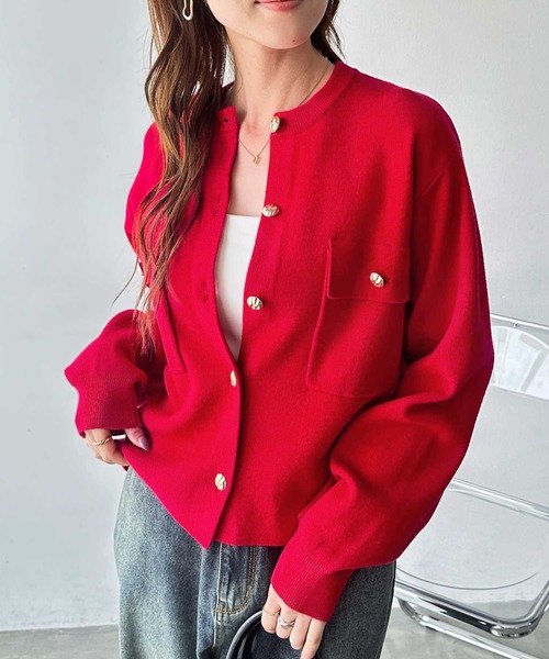 GeeRA(ジーラ)の「ロングシーズン使える!金ボタン長袖ニットカーディガン(カーディガン/ボレロ・レディース・レッド/杢グレー/ブラック・MEDIUM/LARGE/X-LARGE)」の21枚目の写真