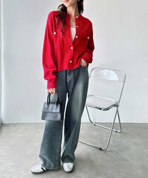 GeeRA(ジーラ)の「ロングシーズン使える!金ボタン長袖ニットカーディガン(カーディガン/ボレロ・レディース・レッド/杢グレー/ブラック・MEDIUM/LARGE/X-LARGE)」の22枚目の写真