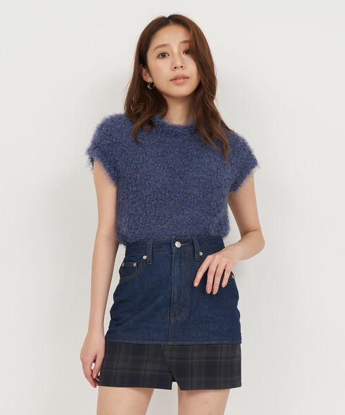 ROYAL PARTY(ロイヤルパーティー)の「ふわふわコンパクトニットトップス(ニット/セーター・レディース・イエロー/ネイビー/オフホワイト・FREE)」の5枚目の写真