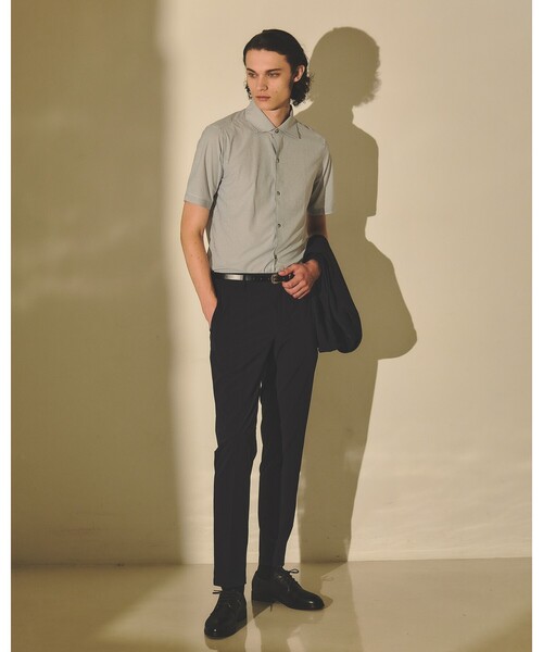 DESIGNWORKS（デザインワークス）の「【速乾性】ワンピースワイドカラー 半袖シャツ（シャツ/ブラウス・メンズ・ブラック/サックスブルー/ホワイト/ネイビー・44/46/48/50）」の7枚目の写真